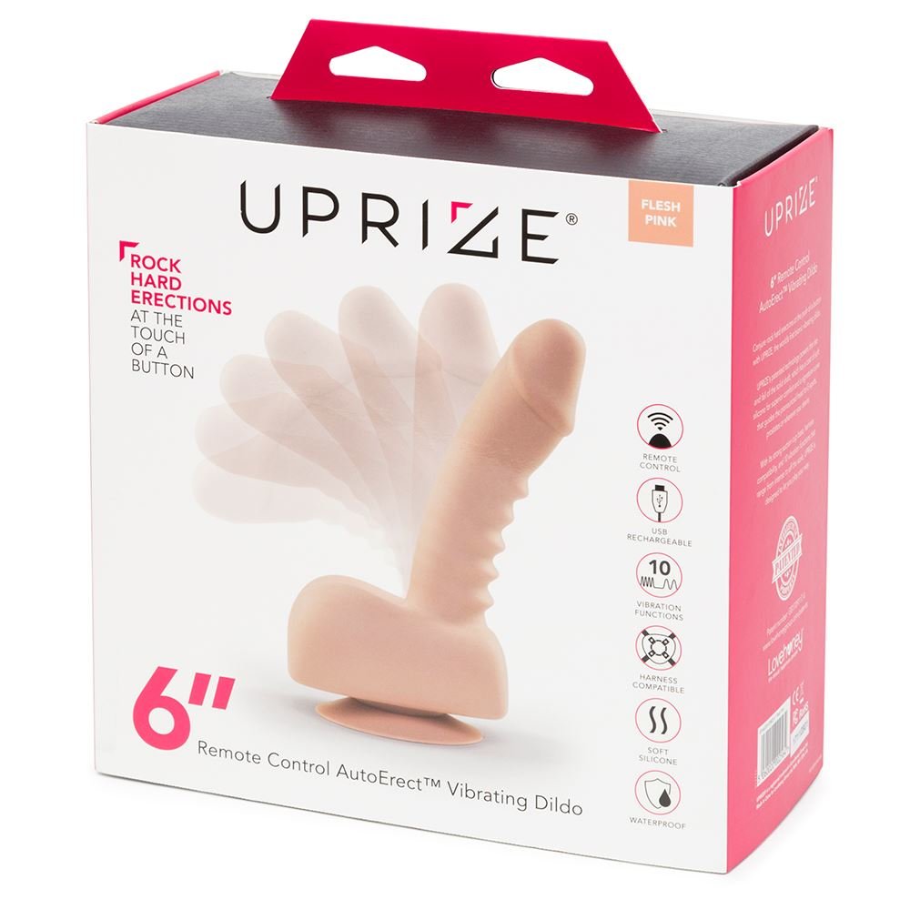 UPRIZE Remote Control Erecting Realistic Dildo Vibrator Flesh Pink 6 Inch