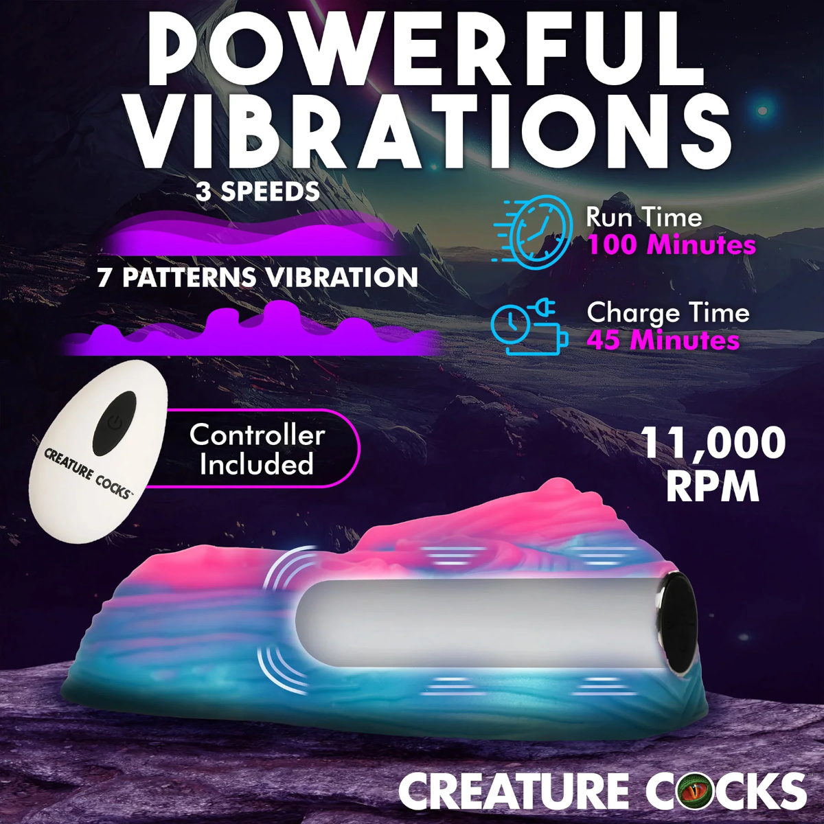 Creature Cocks Vulvaron Remote-Control Vibrating Silicone Grinder