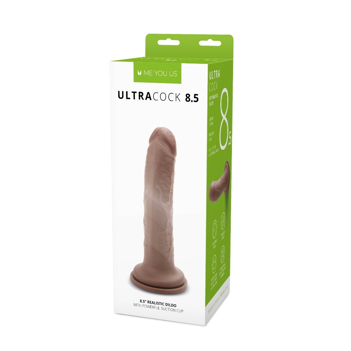 Me You Us Ultra Cock Realistic Suction Cup Dildo Brown 8.5 Inch
