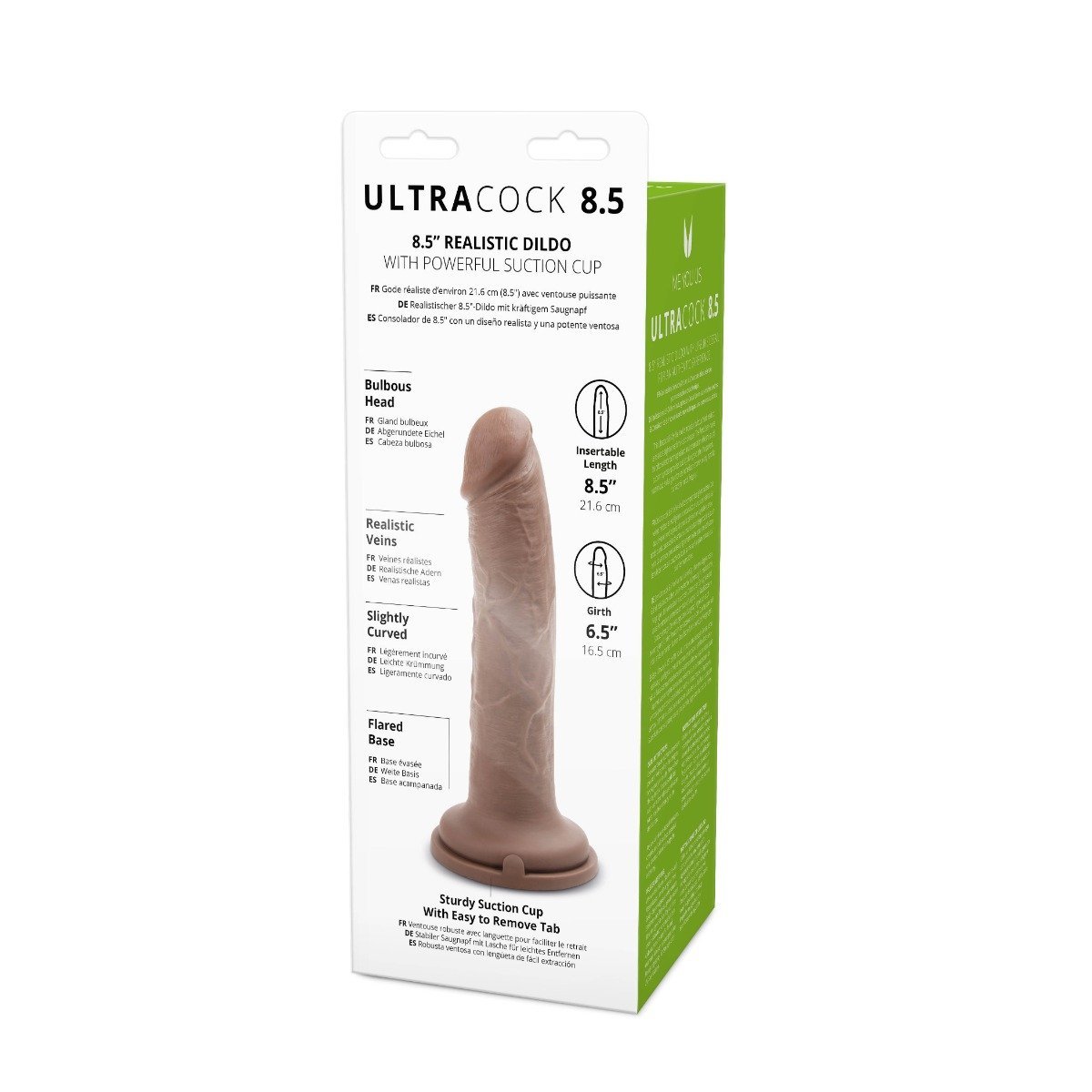 Me You Us Ultra Cock Realistic Suction Cup Dildo Brown 8.5 Inch