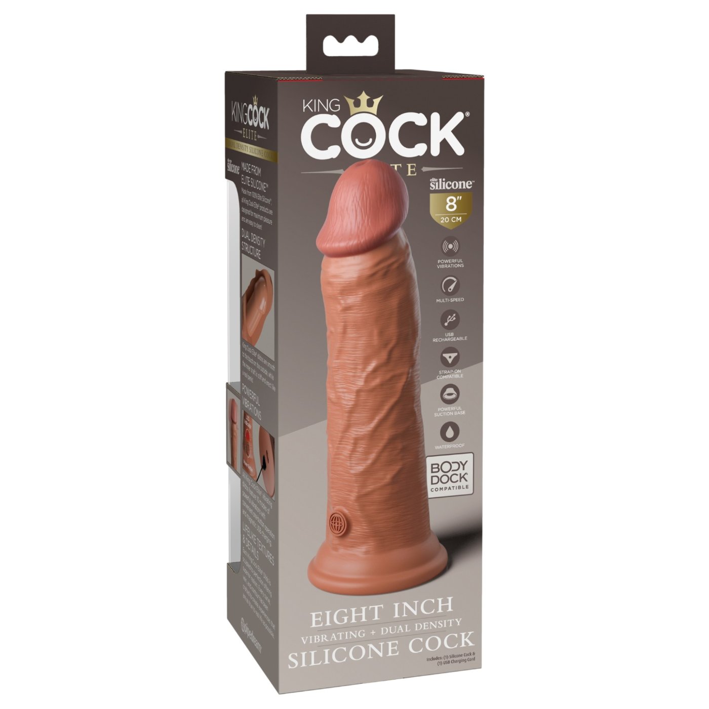 King Cock Elite 8 Inch Dual-Density Realistic Vibrating Dildo