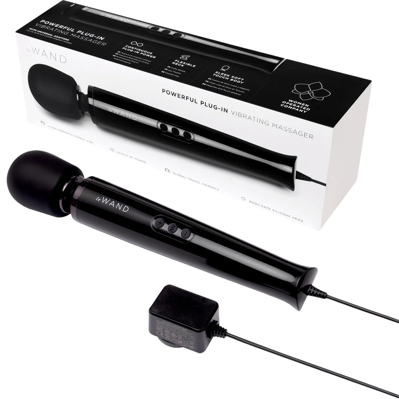 Le Wand Plug-In Massage Wand Vibrator Black