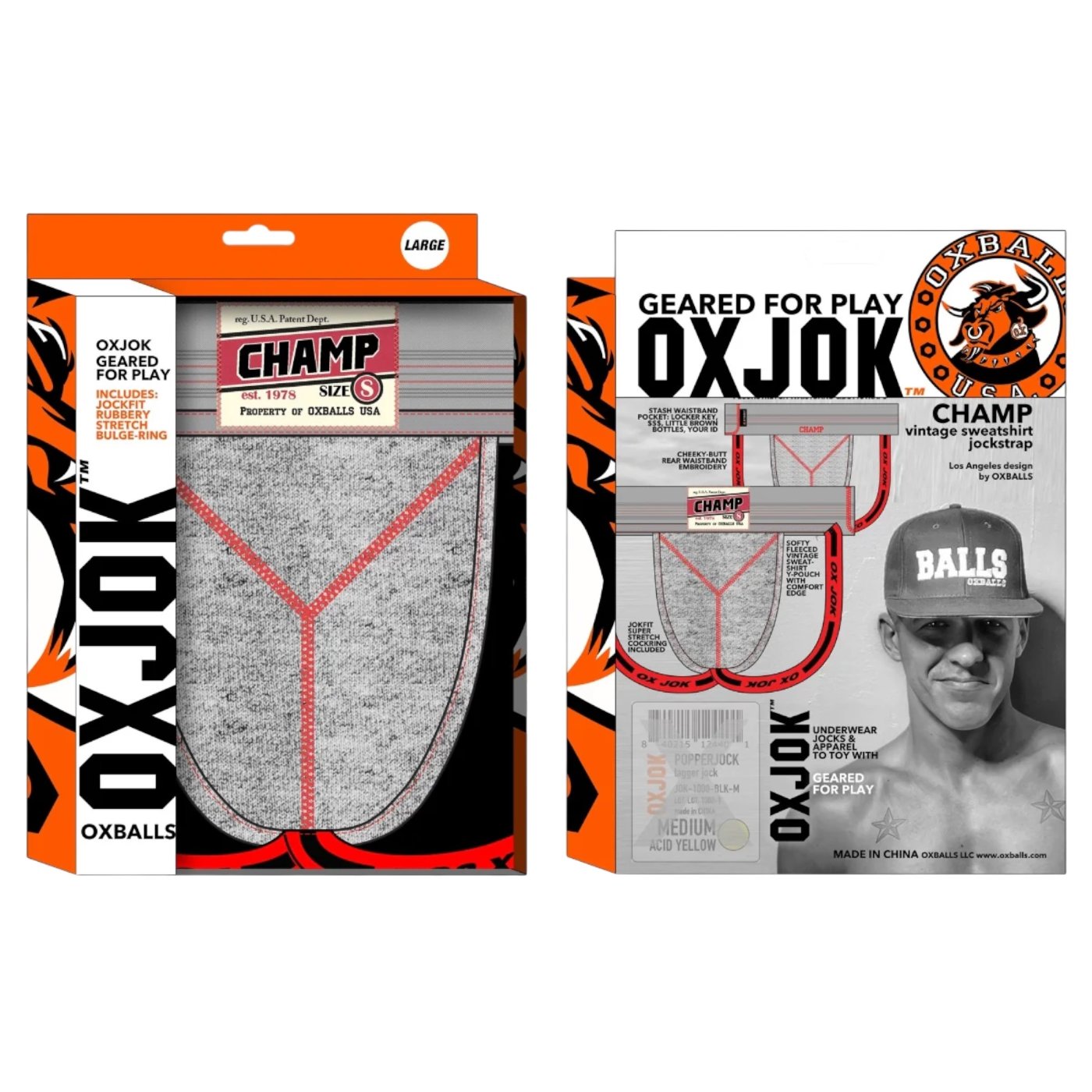 Oxballs OXJOK Champ Vintage Jock Strap Grey Heather
