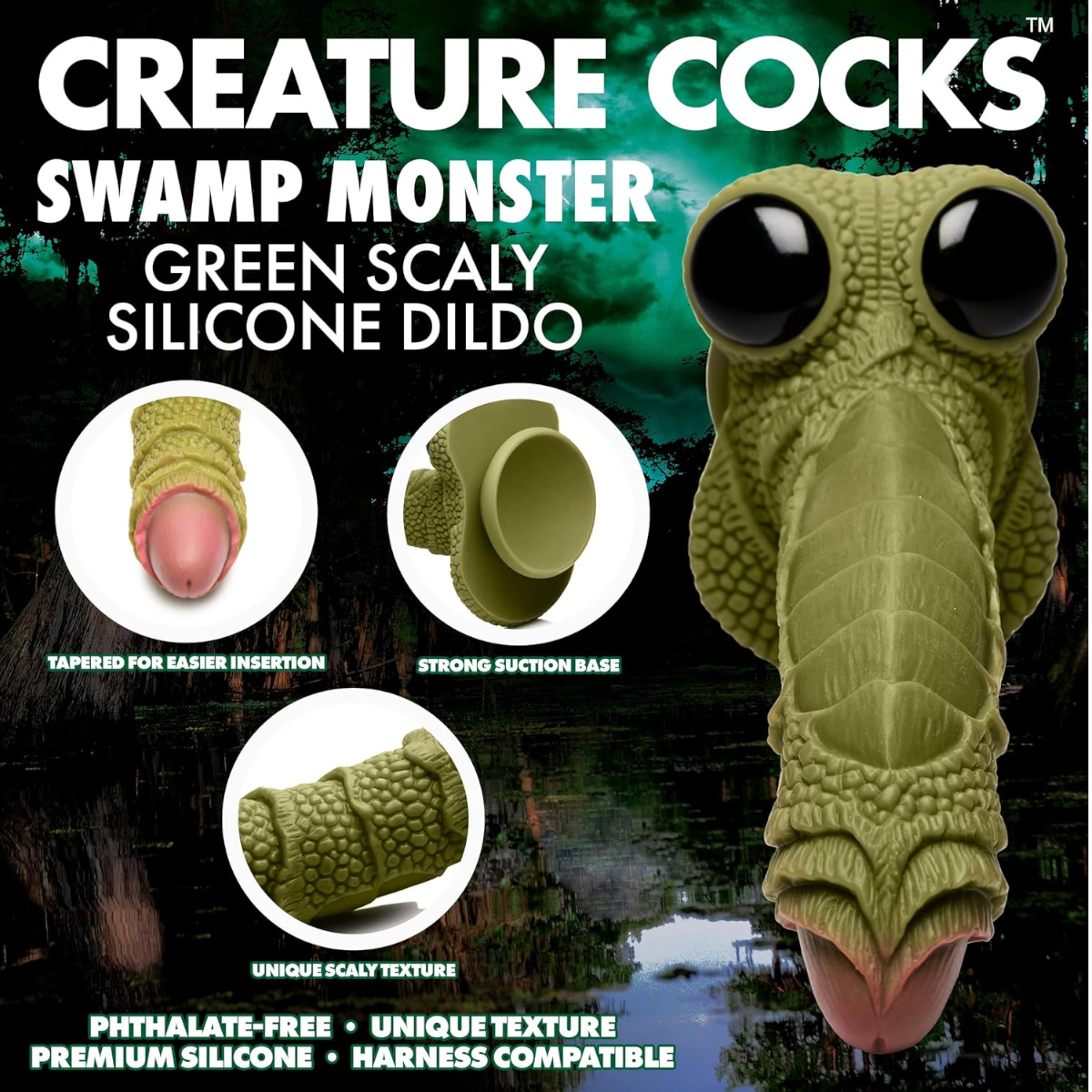Creature Cocks Swamp Monster Fantasy Silicone Dildo with Suction Cup 9 Inch 
