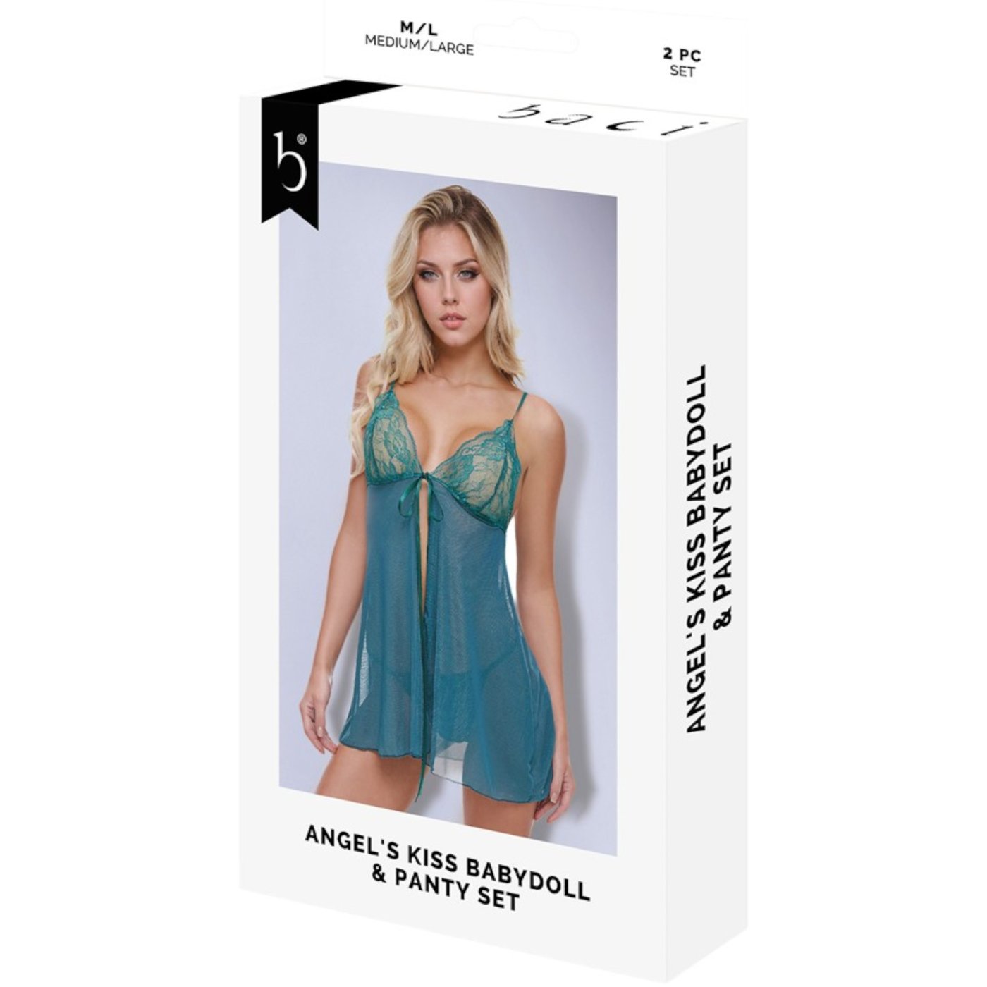 Baci Angel’s Kiss Green Lace Babydoll & Thong Lingerie Set