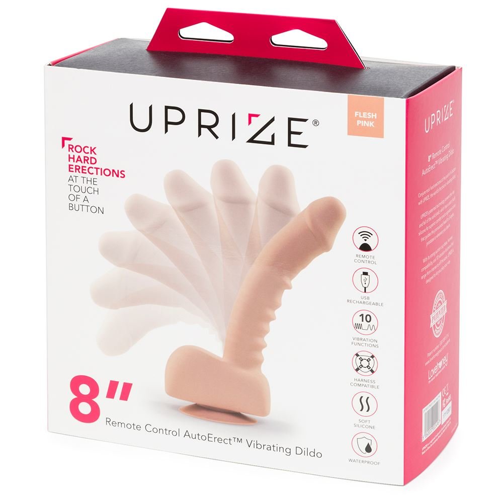 UPRIZE Remote Control Erecting Realistic Dildo Vibrator Flesh Pink 8 Inch