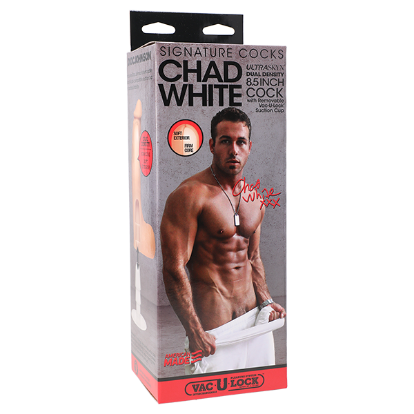 Signature Cocks Chad White Ultraskyn Cock with Suction Cup 8.5 Inch