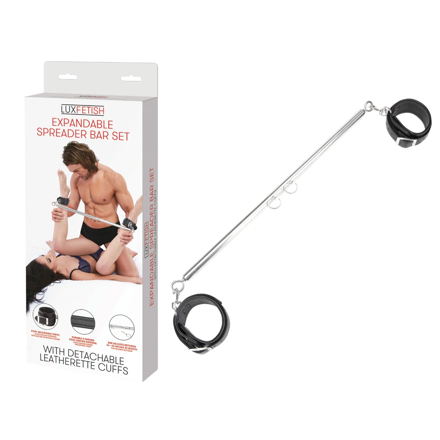 Expandable Spreader Bar Set with Detachable Cuffs (35" - 47")