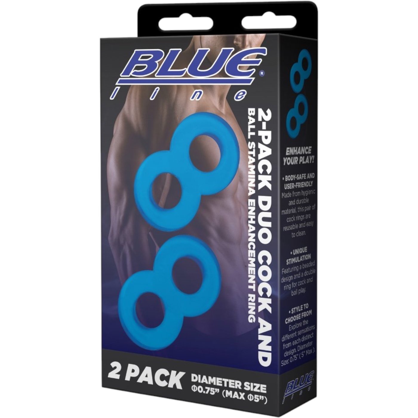 Blue Line Duo Cock & Ball Stamina Enhancement Ring (2 Pack)