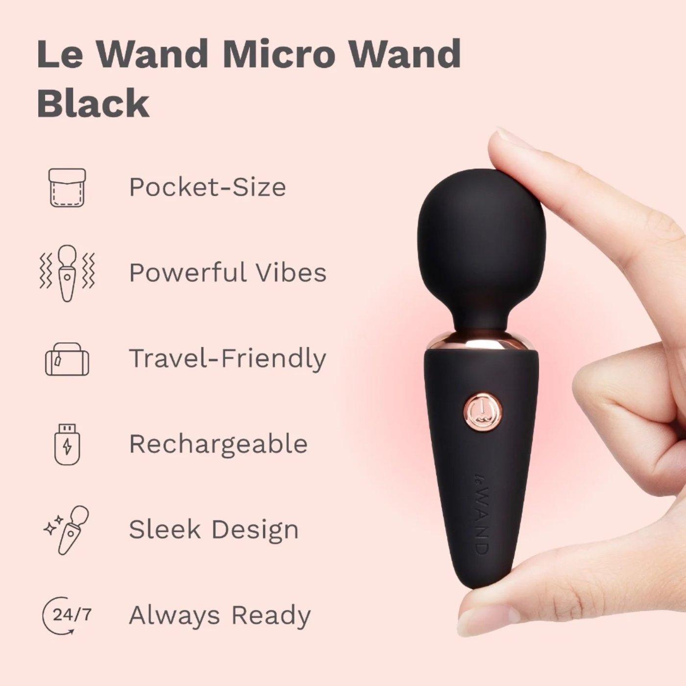 Le Wand Mini Vibe Micro Wand Rechargeable Pocket-Size Mini Wand Vibrator