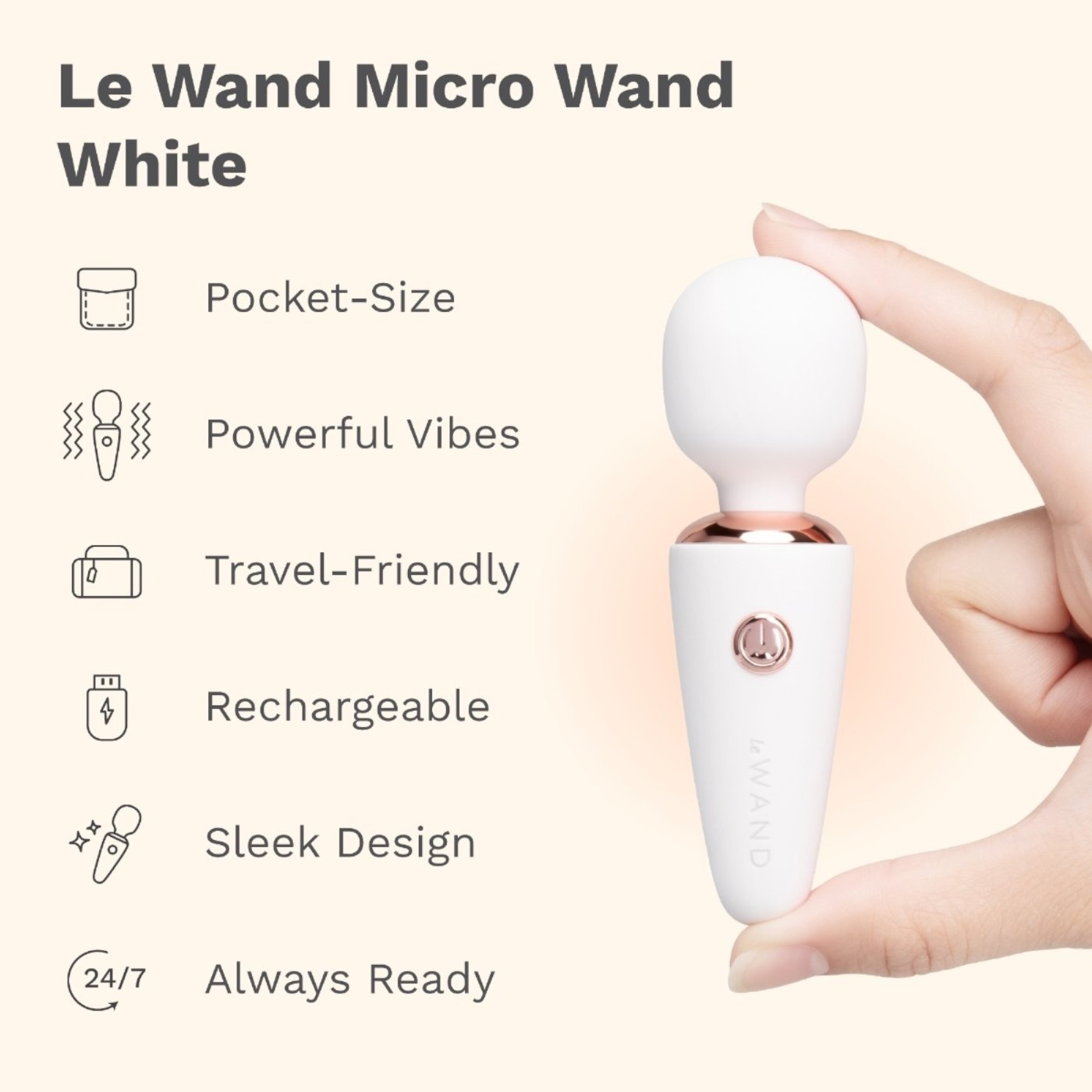 Le Wand Mini Vibe Micro Wand Rechargeable Pocket-Size Mini Wand Vibrator