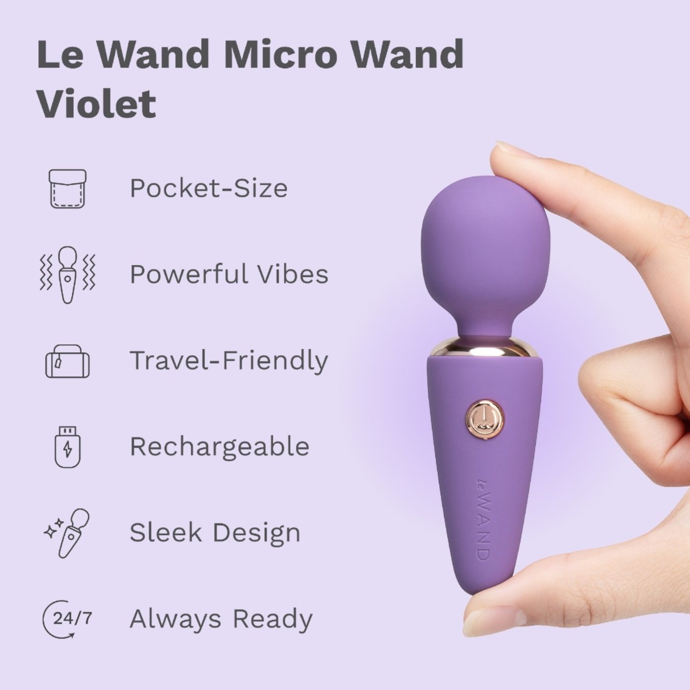 Le Wand Mini Vibe Micro Wand Rechargeable Pocket-Size Mini Wand Vibrator