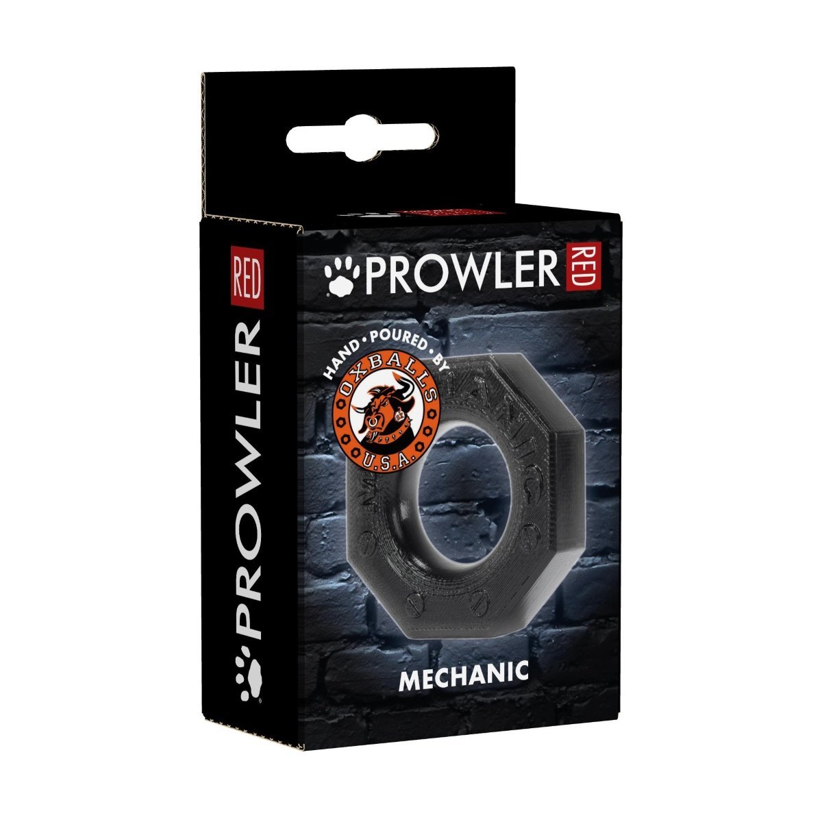Prowler RED By Oxballs Mechanic Silicone Nut-Shaped Cock Ring Black