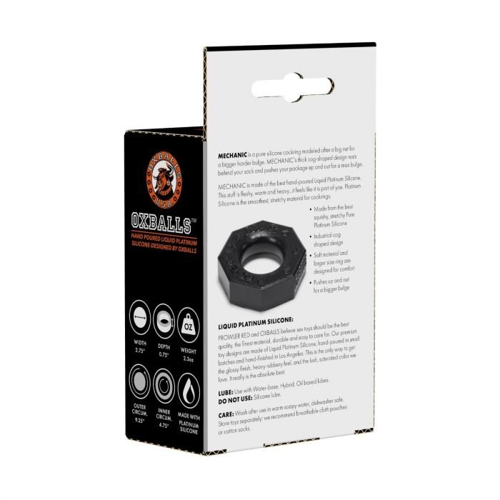 Prowler RED By Oxballs Mechanic Silicone Nut-Shaped Cock Ring Black