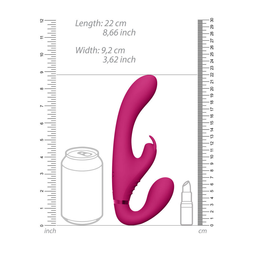 Vive Suki Triple Action Strapless Strap-On Vibrator Pink