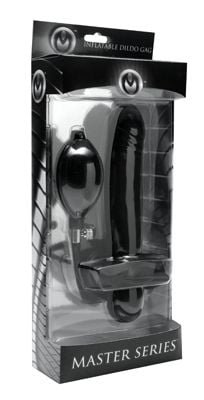 Master Series Inflatable Black Dildo Gag 6 Inch