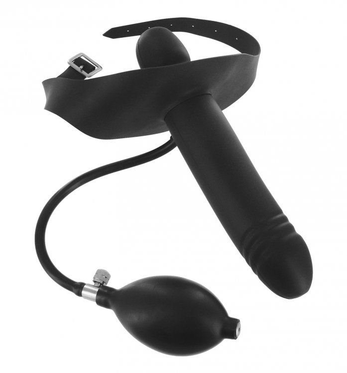 Master Series Inflatable Black Dildo Gag 6 Inch