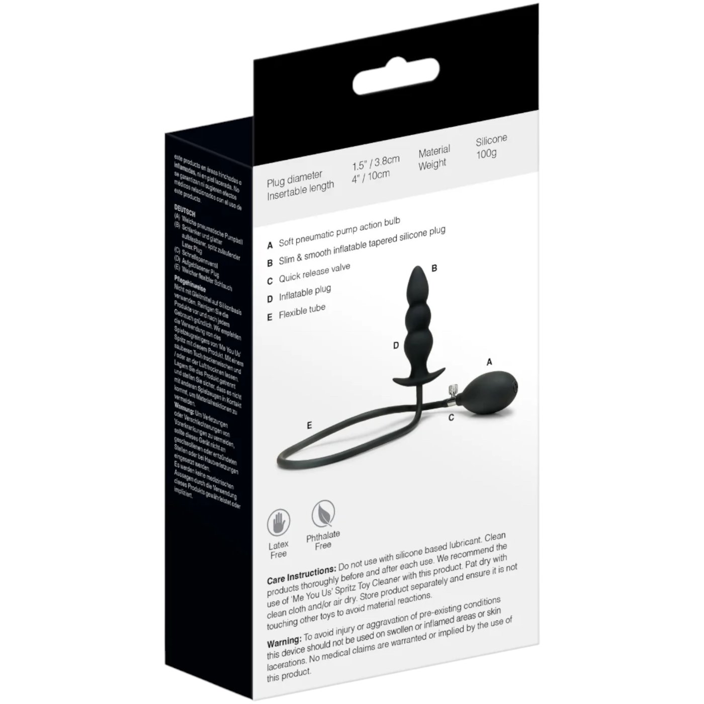 Me You Us Inflatable Anal Beaded Butt Plug 4.5 Inch