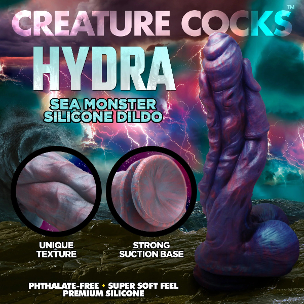 Creature Cocks Hydra Sea Monster Silicone Dildo with Balls 10 Inch