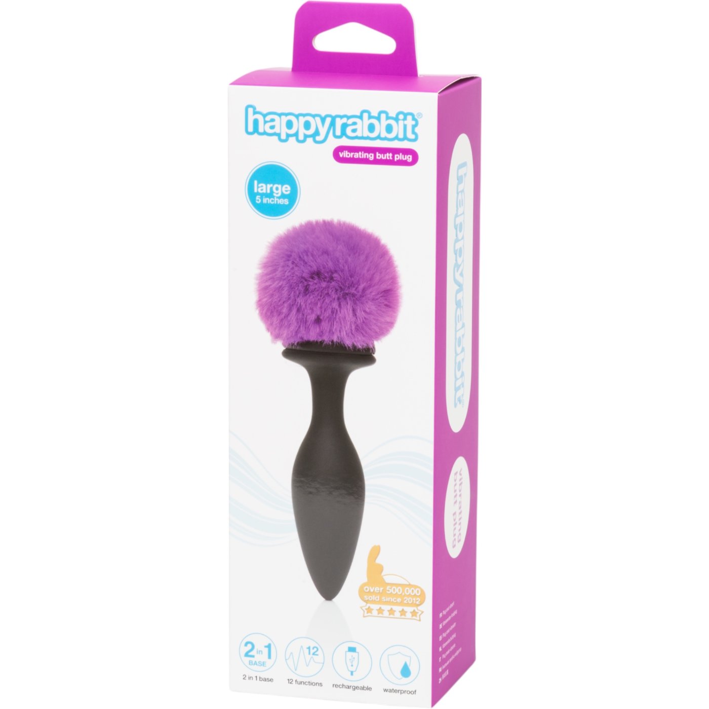 Happy Rabbit Rechargeable Vibrating Butt Plug Large Black/Pink 5 Inch