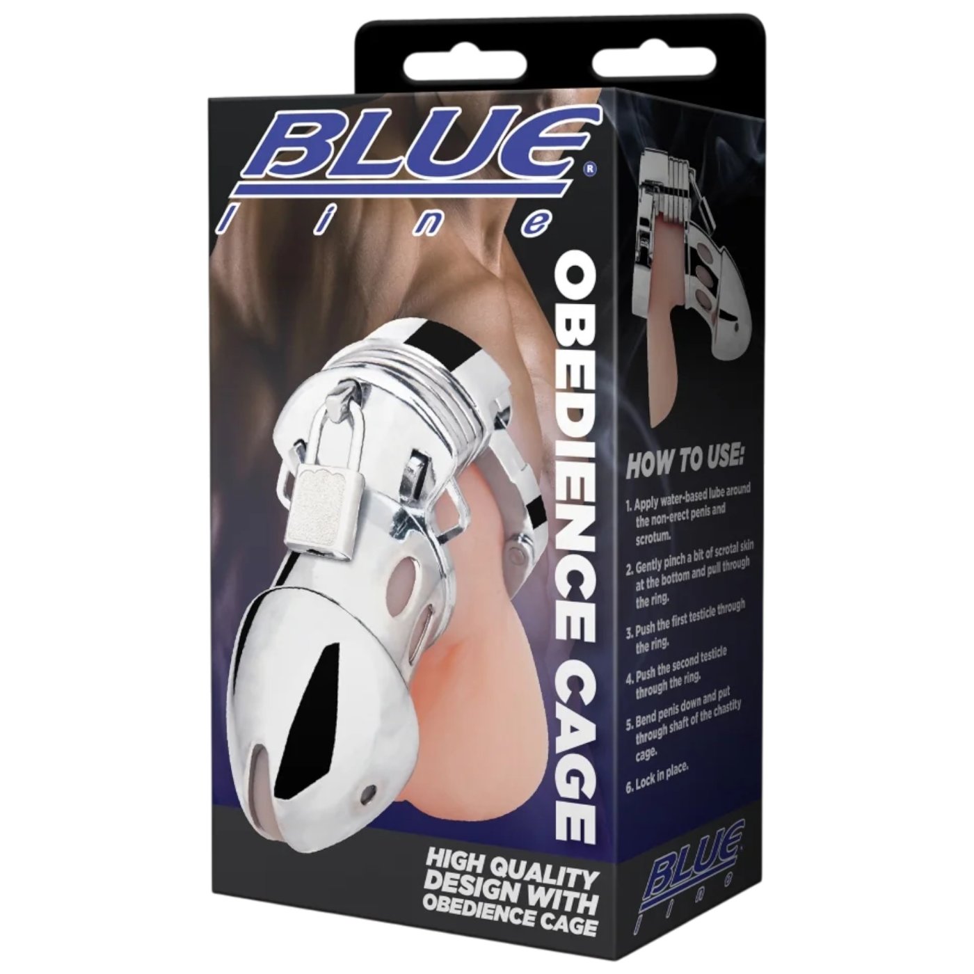 Blue Line Obedience Silver Chastity Cage