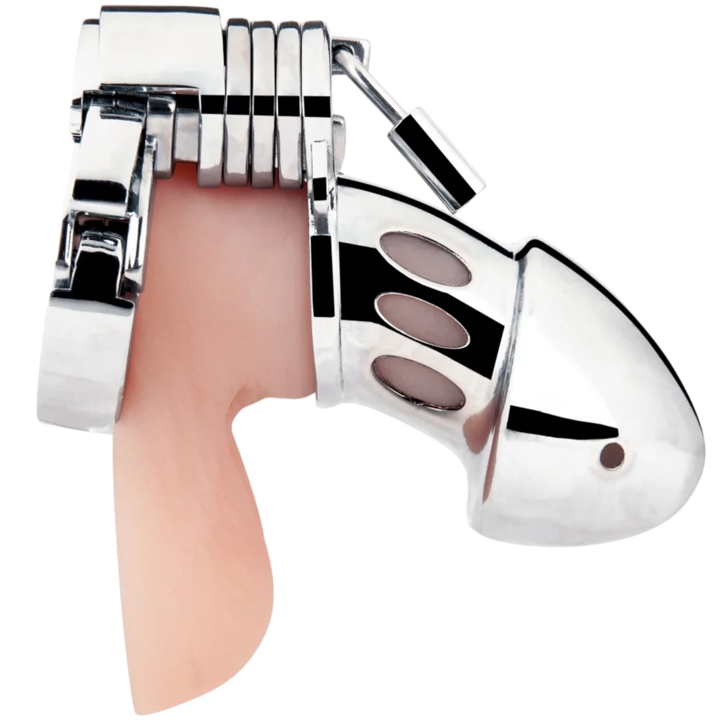 Blue Line Obedience Silver Chastity Cage
