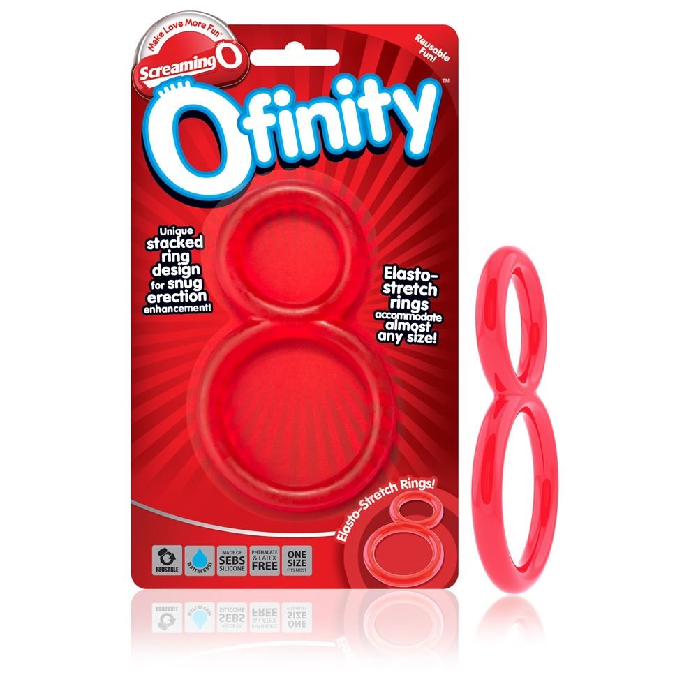 Screaming O Ofinity Stretchy Silicone Cock and Ball Ring Red
