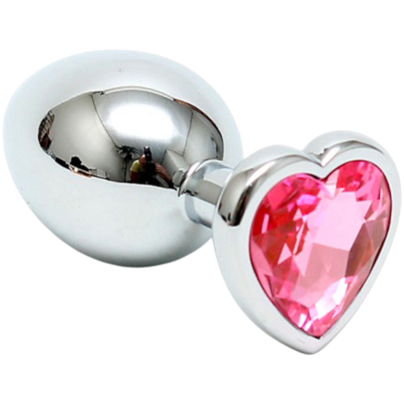 Rimba Small Stainless Steel Heart Crystal Butt Plug Pink