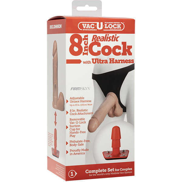 Vac-U-Lock Strap-On Harness Kit with Realistic Dildo 8 Inch