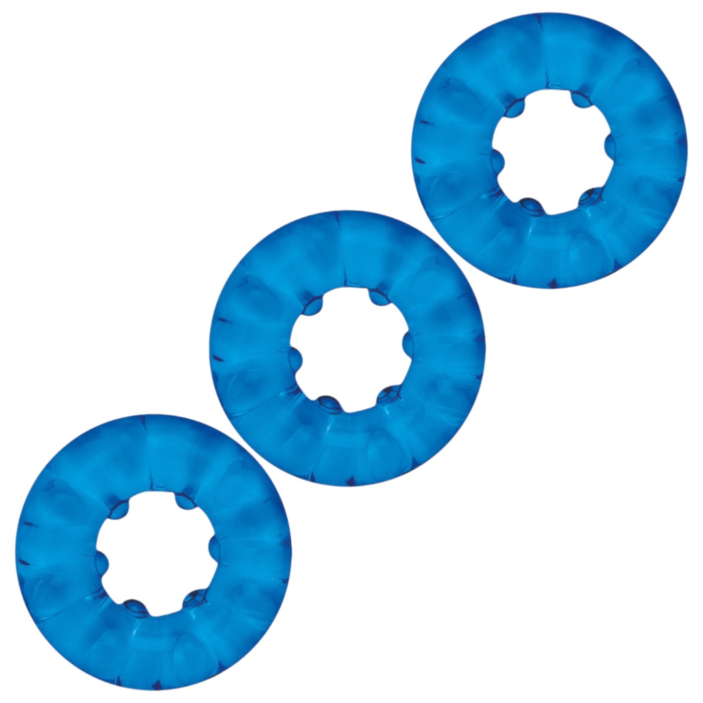 Blue Line Ribbed Rider Cock Ring Set (3 Pack)