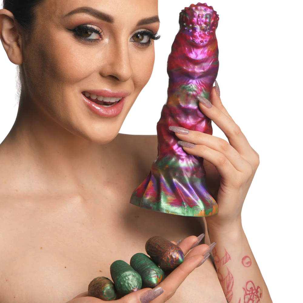 Creature Cocks Larva Silicone Ovipositor Dildo with Eggs 9 Inch