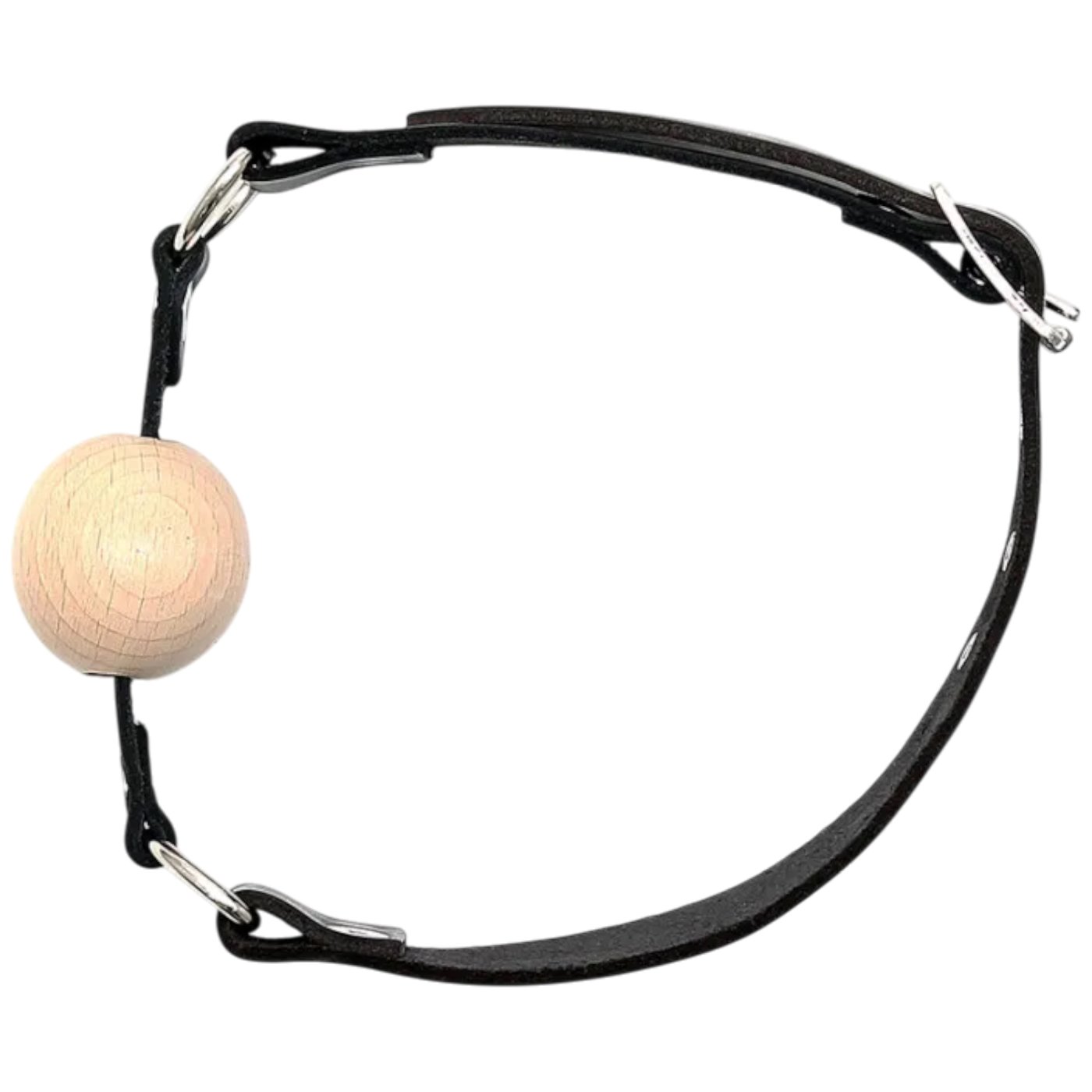 Rimba Wooden Ball Mouth Gag with Black Leather Strap