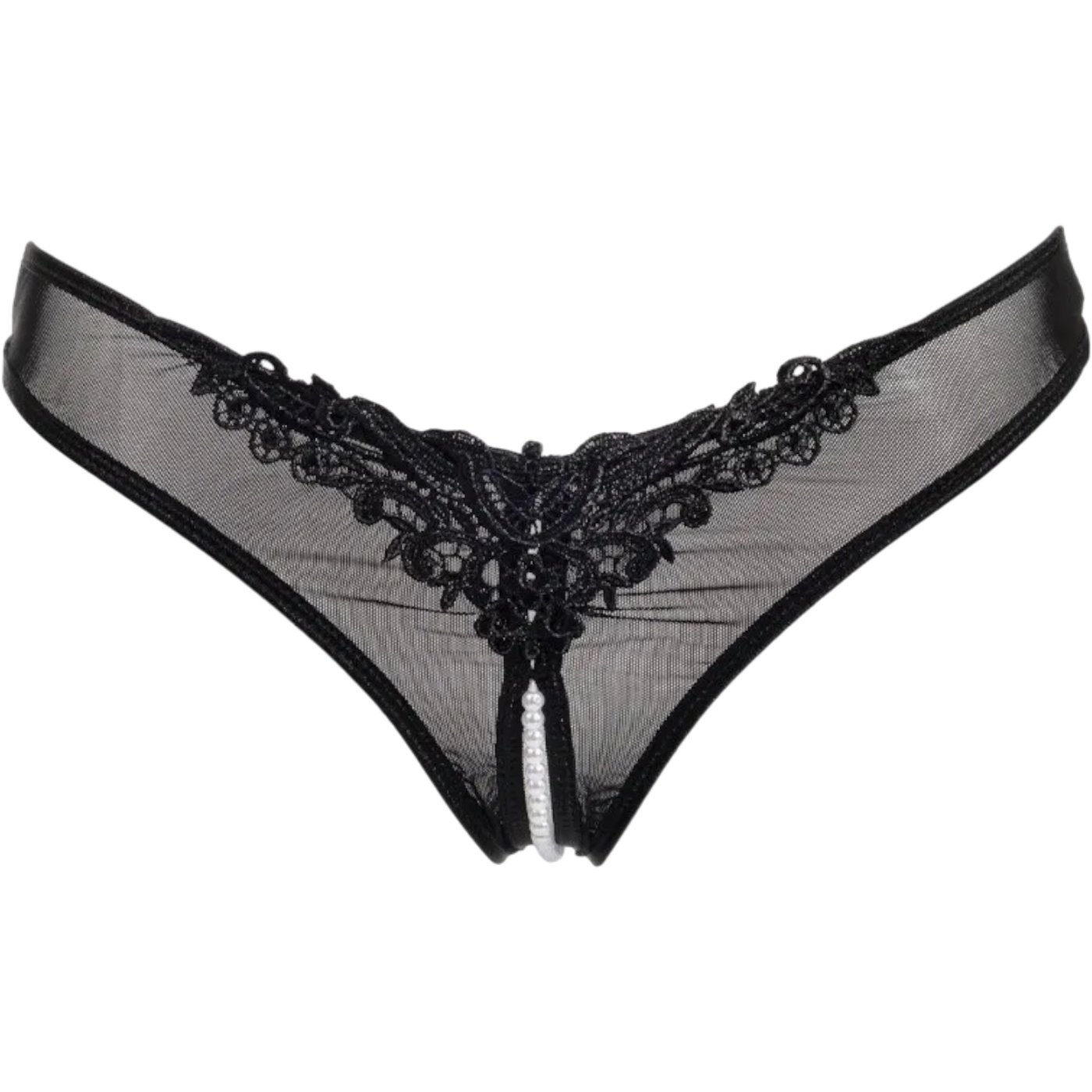 Rimba Open G-String with Pearls Black