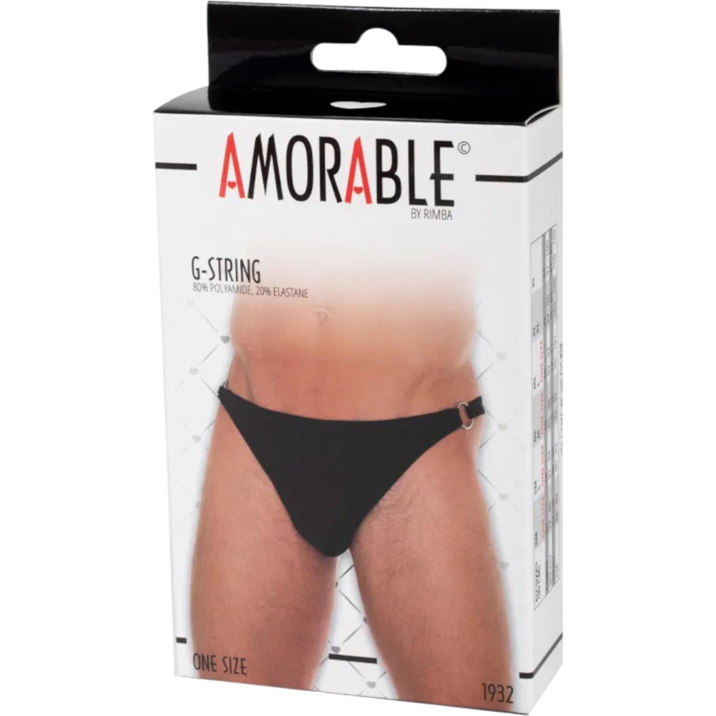 Rimba Men’s Black G-String with Metal O-Ring Connectors