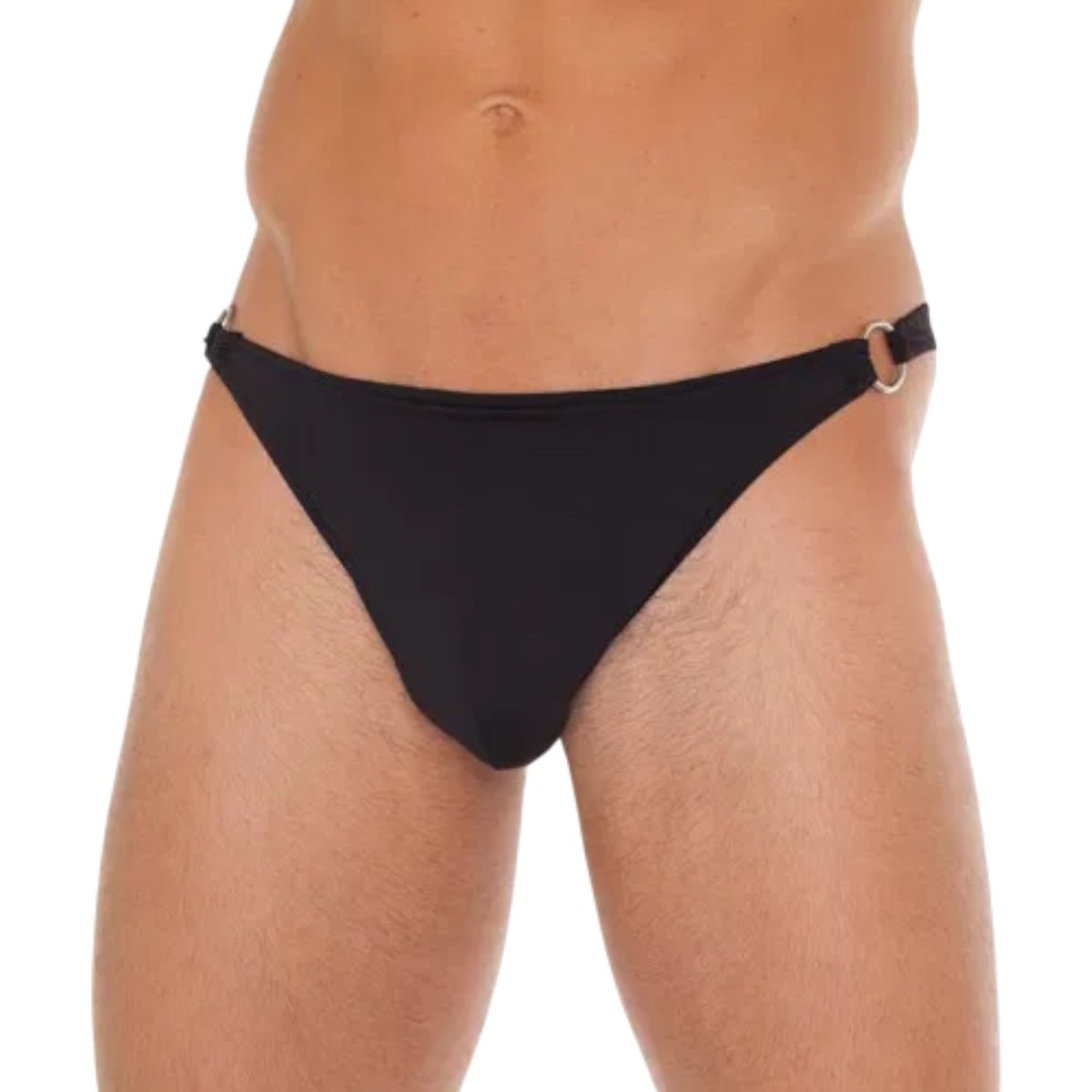 Rimba Men’s Black G-String with Metal O-Ring Connectors – Rimba