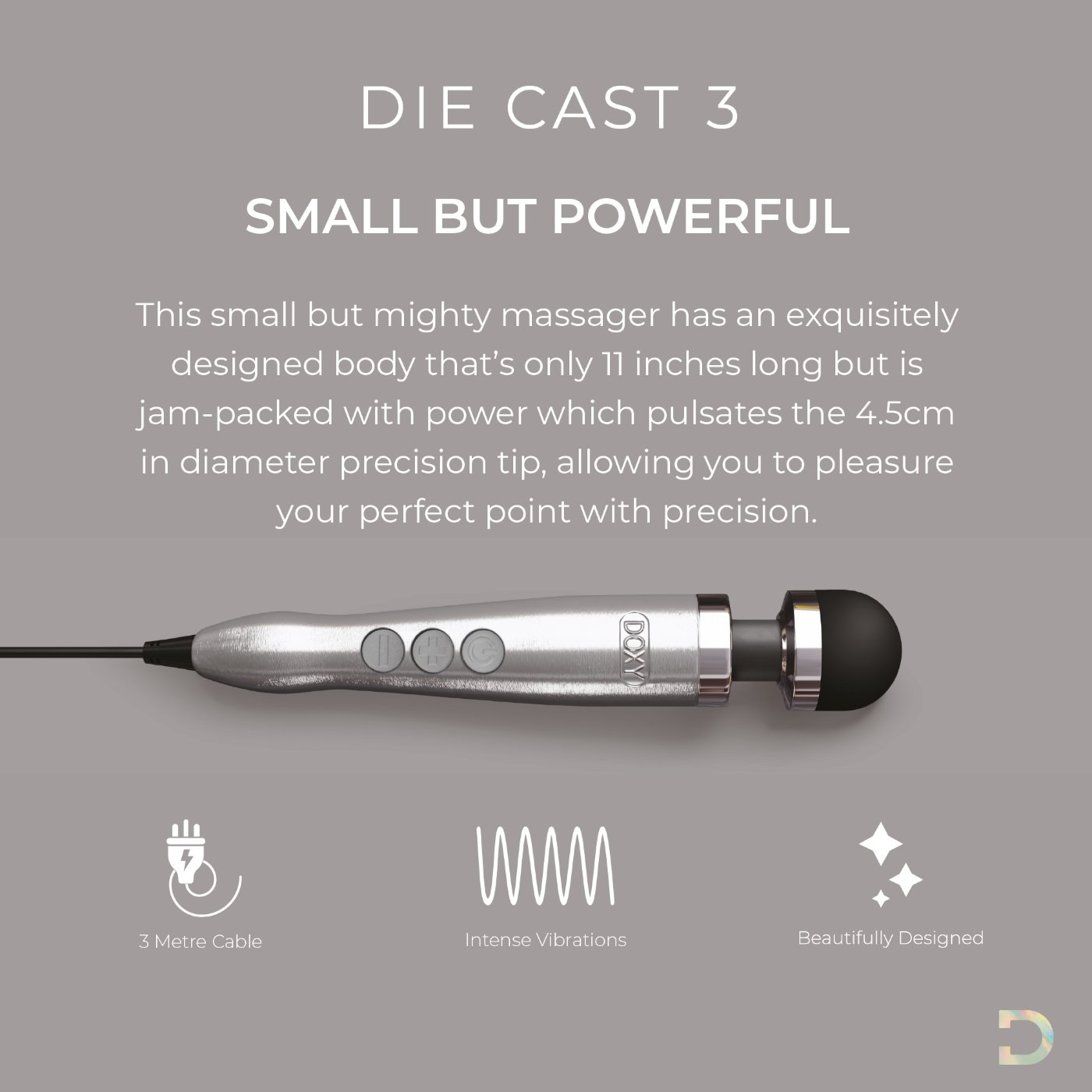 Doxy Die Cast 3 Wand Massager Brushed Metal
