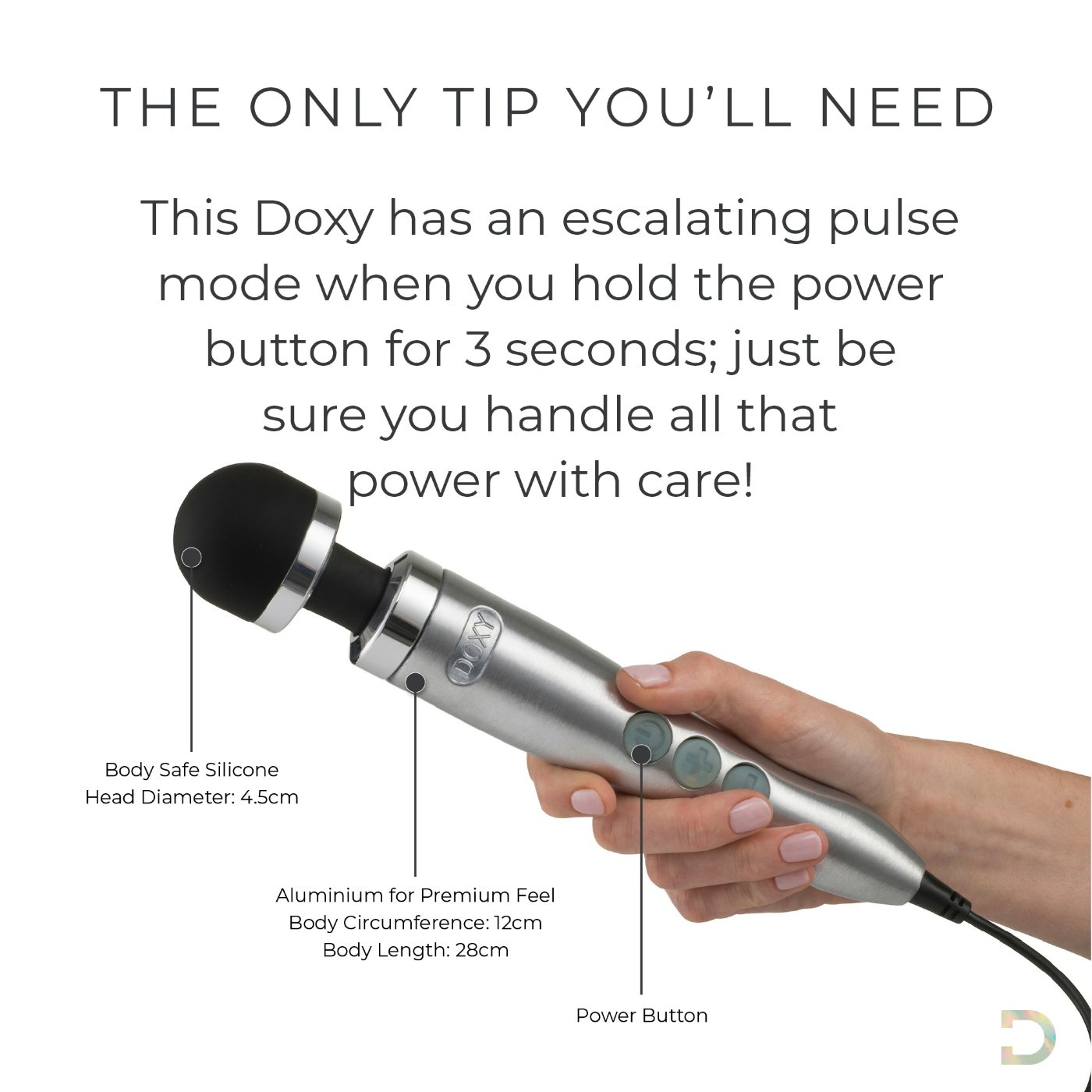 Doxy Die Cast 3 Wand Massager Brushed Metal