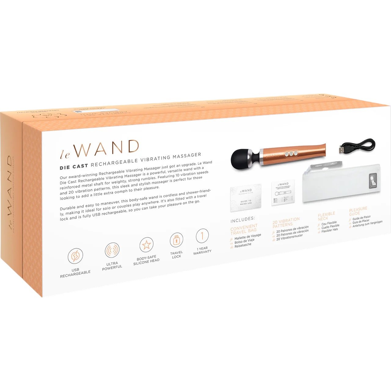 Le Wand Die Cast Rechargeable Massage Wand Vibrator Gold