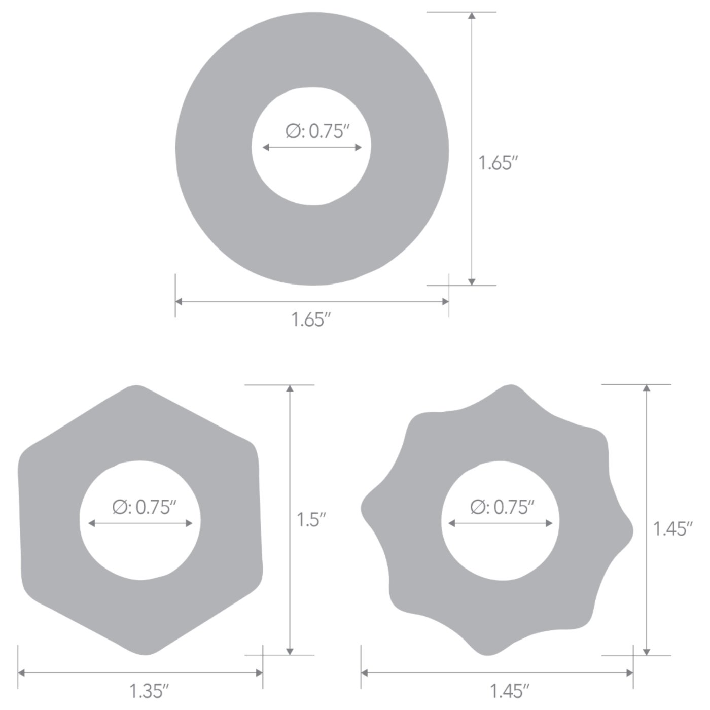 Blue Line Nuts & Bolts Stretch Cock Ring Set (3 Pack)