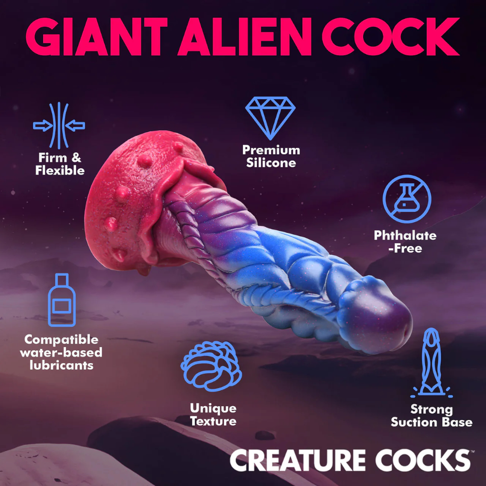 Creature Cocks Intruder Alien Silicone Dildo with Suction Cup 9 Inch 