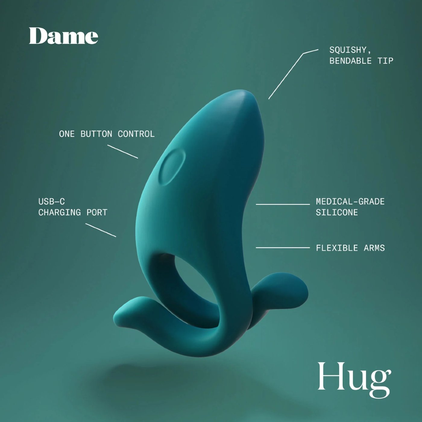 Dame Hug Rechargeable Vibrating Cock Ring for Couples