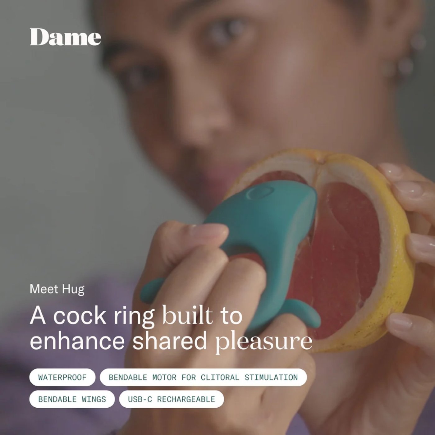Dame Hug Rechargeable Vibrating Cock Ring for Couples