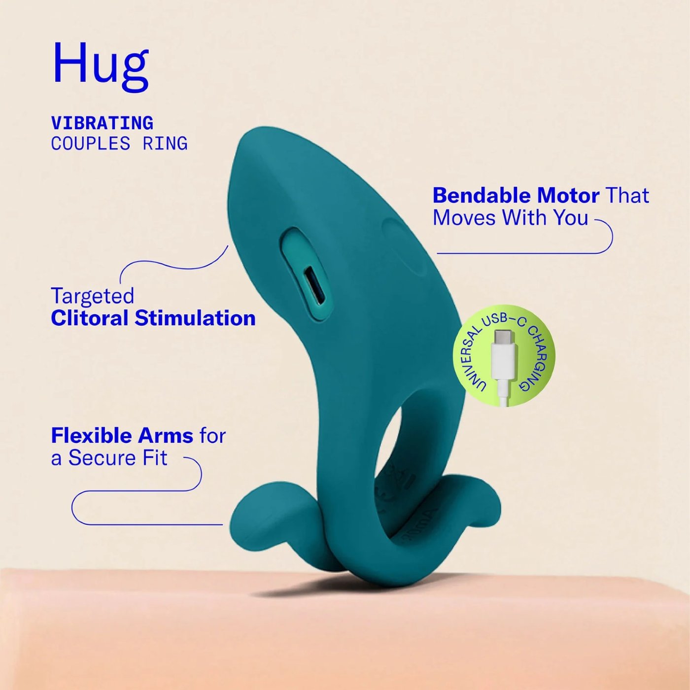 Dame Hug Rechargeable Vibrating Cock Ring for Couples