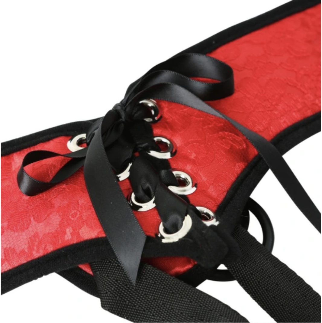 Sportsheets Red Lace Corsette Strap On Harness