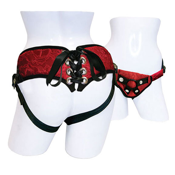 Sportsheets Red Lace Corsette Strap On Harness