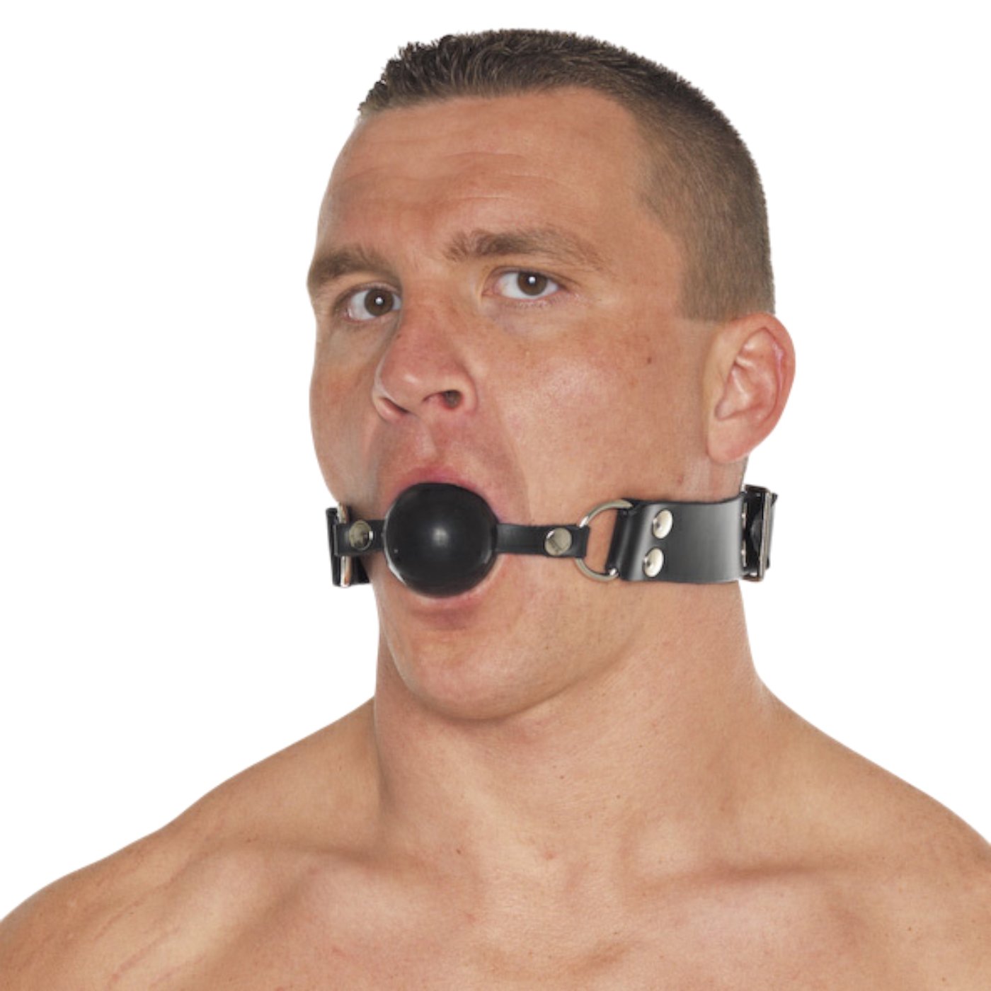 Rimba Silicone Ball Gag with Adjustable Leather Strap Black