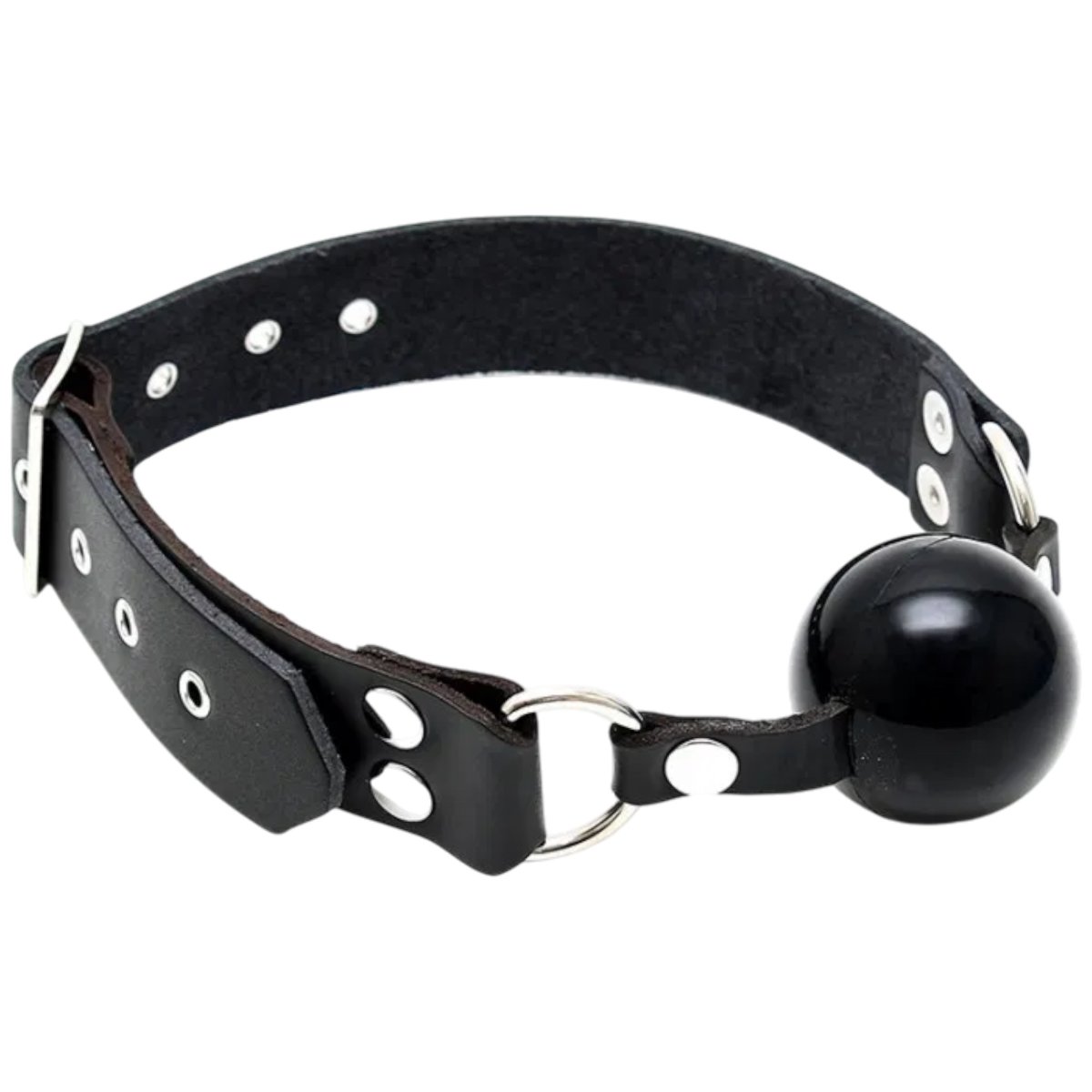 Rimba Silicone Ball Gag with Adjustable Leather Strap Black