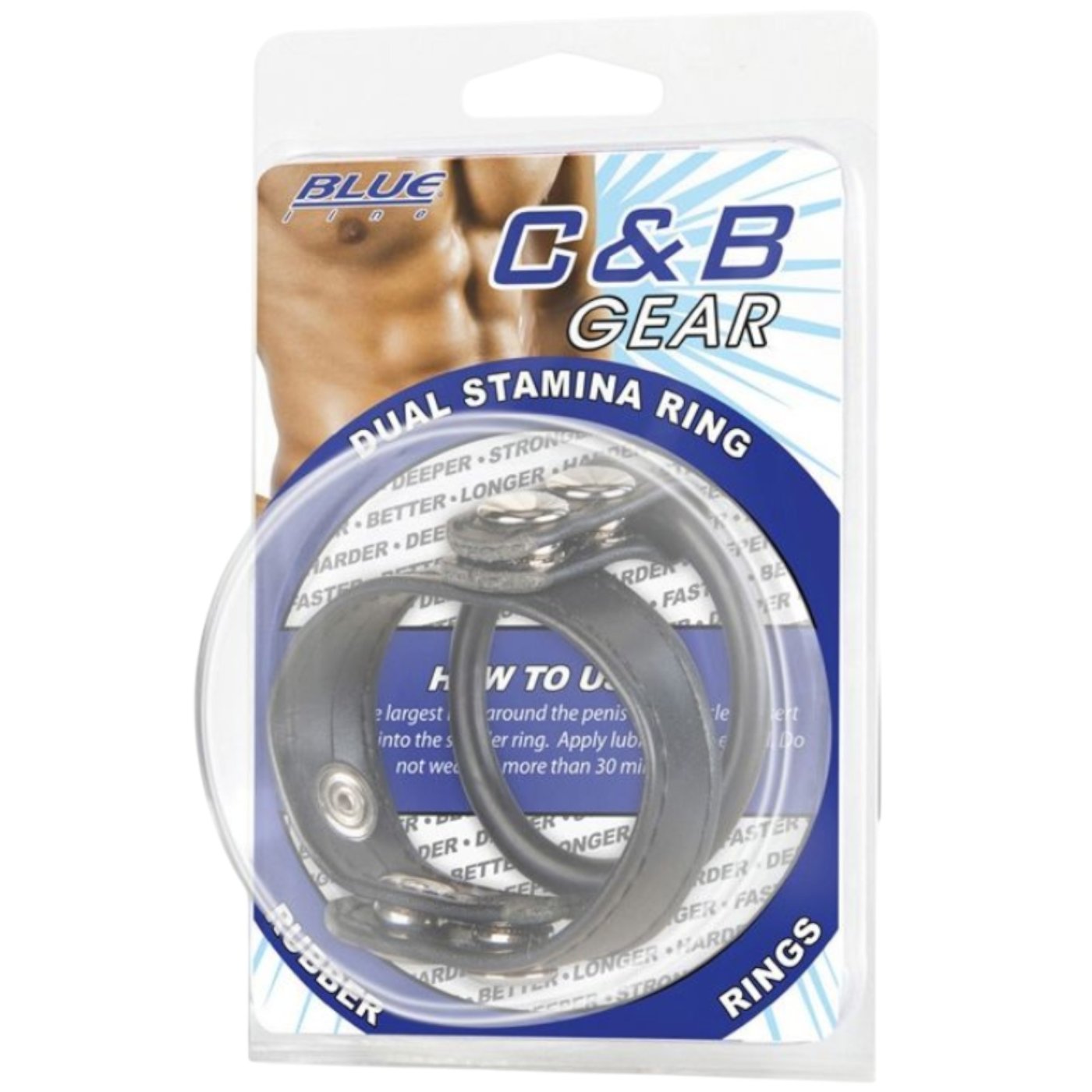 Blue Line Dual Stamina Cock Ring Black