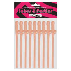 Lovetoy Pack Of 9 Willy Straws Flesh Pink – LoveToy