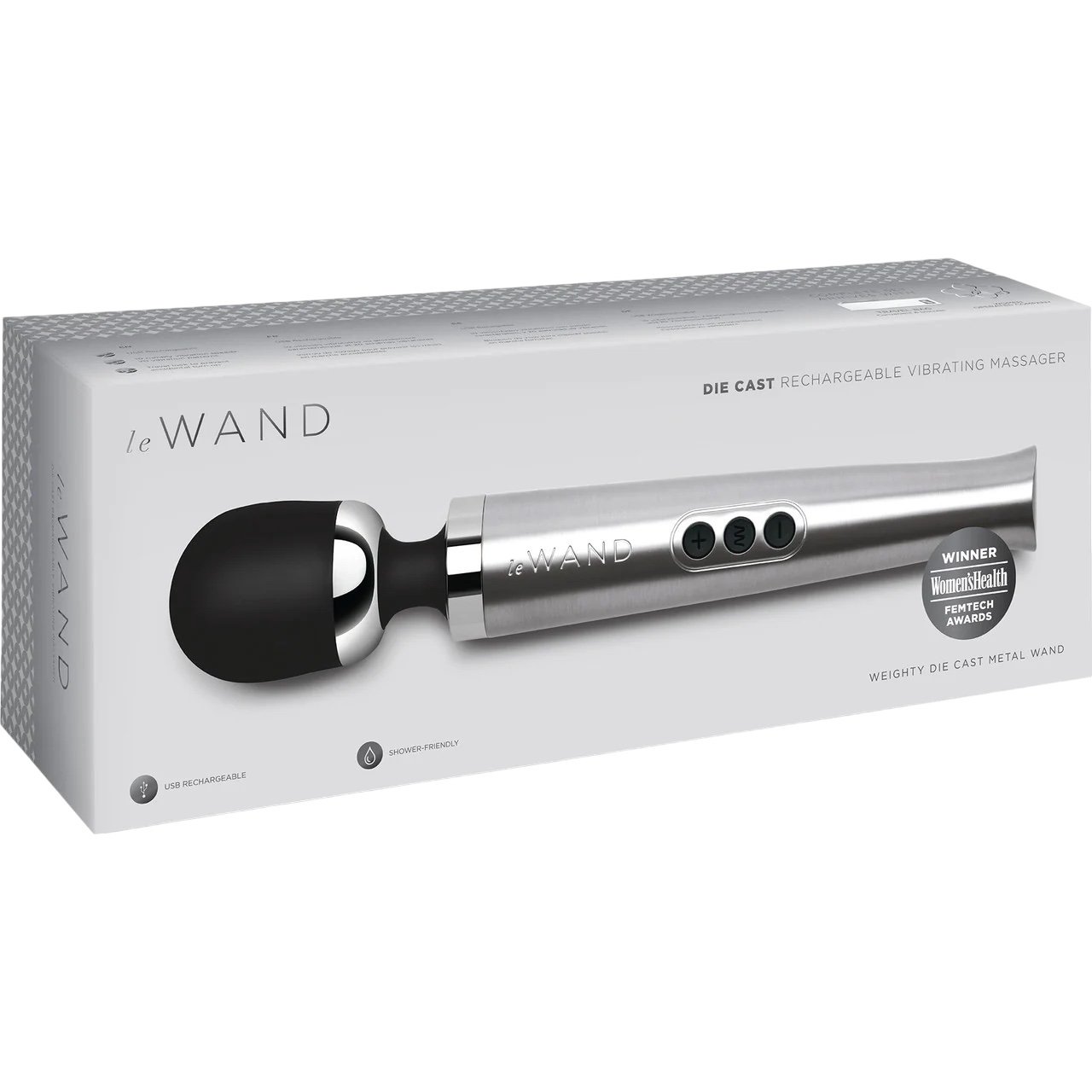 Le Wand Die Cast Rechargeable Massage Wand Vibrator Silver